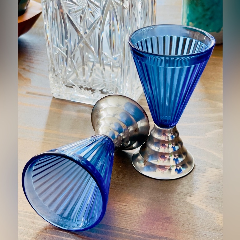 Set of Two Art Deco Cordial Glasses
